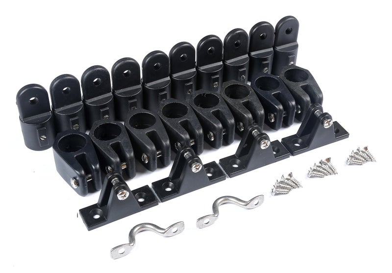 MxEol Boat Top Fittings Hardware Combo Black Nylon Bimini Caps Jaw Slides Deck Hinges Pad Eye w/Screws 22 PCS (Black, 7/8 inch) - Image 4